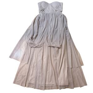 Birdy Grey Taupe Beige Grace Christina Chiffon Bridesmaid Dress Size M